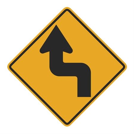 Left and Right Turns Ahead (Graphic) Sign 24 x 24